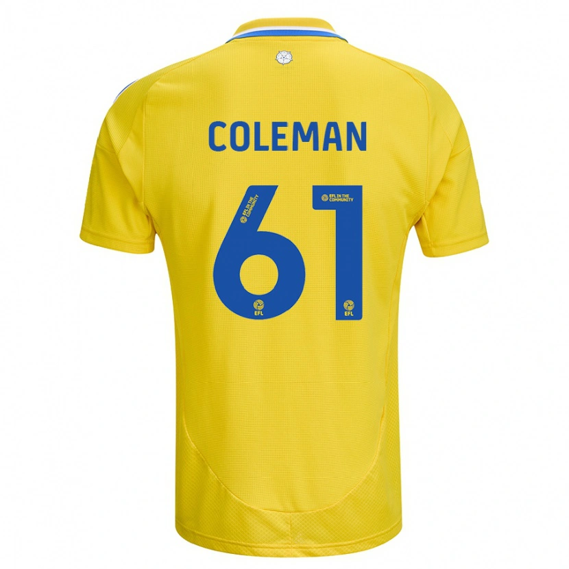 Danxen Män Cian Coleman #61 Gul Blå Bortatröja Matchtröjor 2024/25 Tröjor T-Tröja