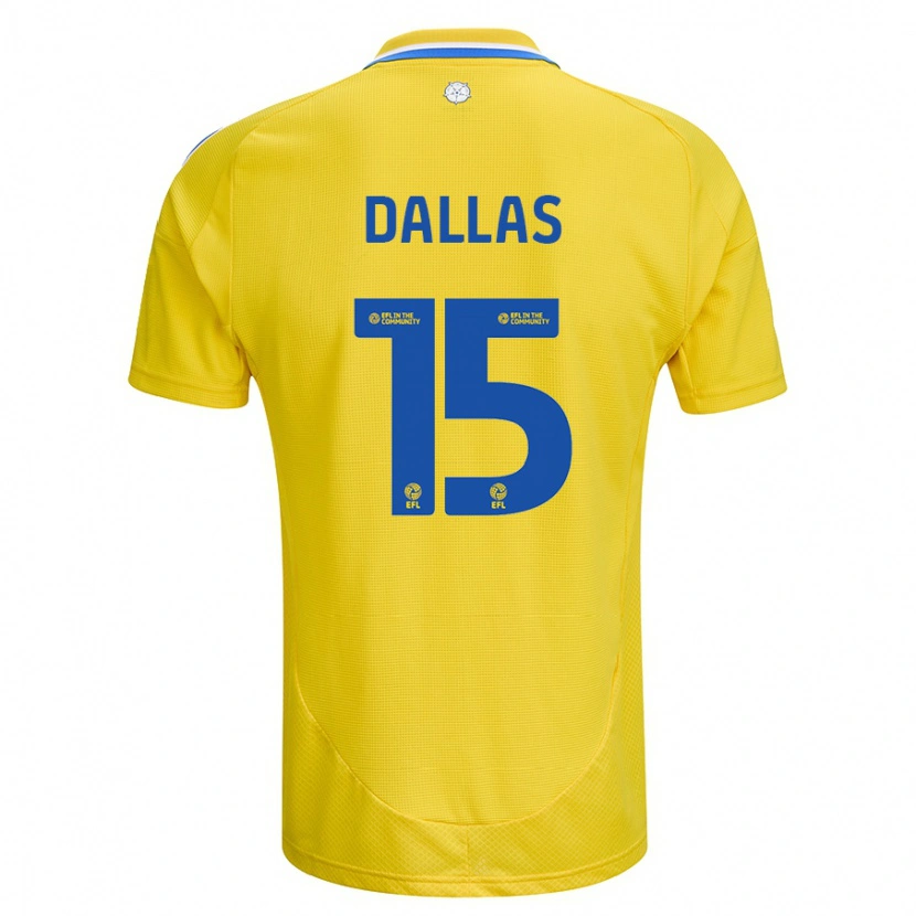 Danxen Män Stuart Dallas #15 Gul Blå Bortatröja Matchtröjor 2024/25 Tröjor T-Tröja