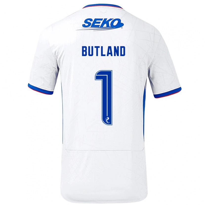 Danxen Män Jack Butland #1 Vit Blå Bortatröja Matchtröjor 2024/25 Tröjor T-Tröja