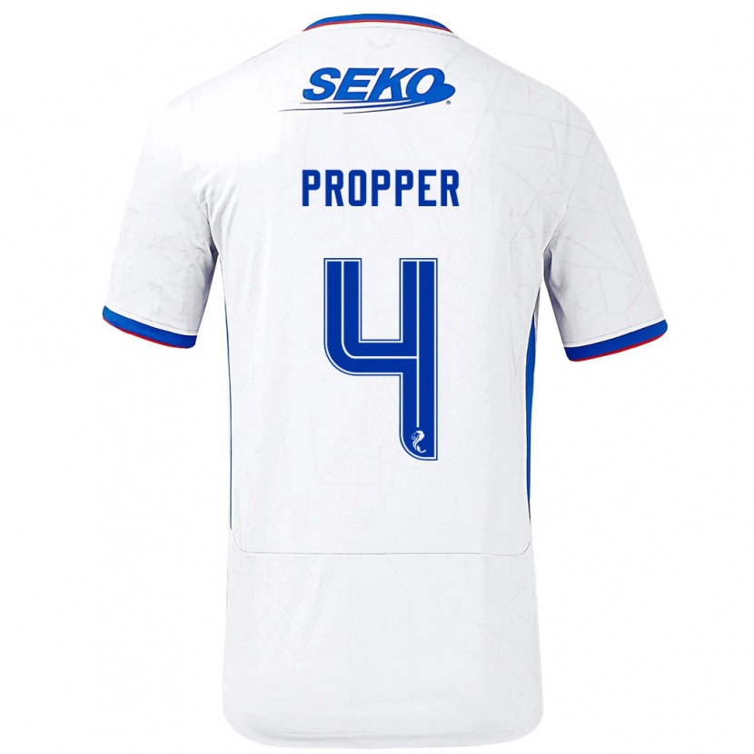 Danxen Män Robin Pröpper #4 Vit Blå Bortatröja Matchtröjor 2024/25 Tröjor T-Tröja