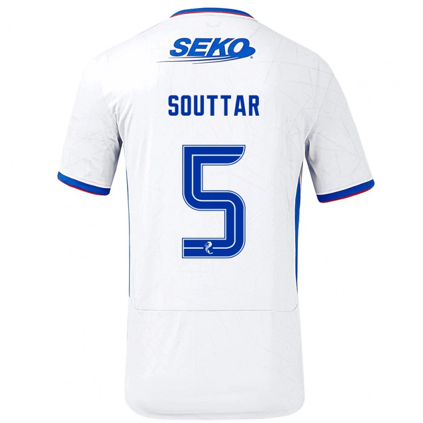 Danxen Män John Souttar #5 Vit Blå Bortatröja Matchtröjor 2024/25 Tröjor T-Tröja