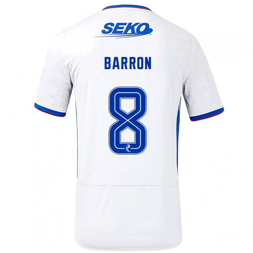 Danxen Män Connor Barron #8 Vit Blå Bortatröja Matchtröjor 2024/25 Tröjor T-Tröja