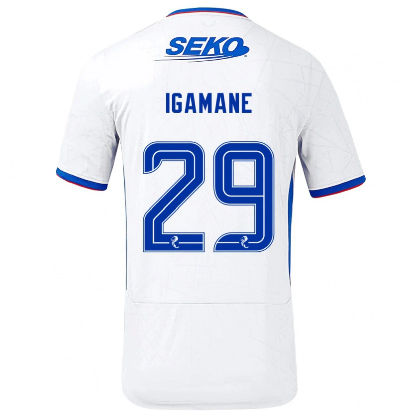 Danxen Män Hamza Igamane #29 Vit Blå Bortatröja Matchtröjor 2024/25 Tröjor T-Tröja