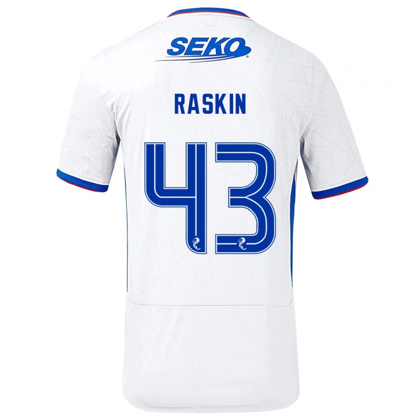 Danxen Män Nicolas Raskin #43 Vit Blå Bortatröja Matchtröjor 2024/25 Tröjor T-Tröja