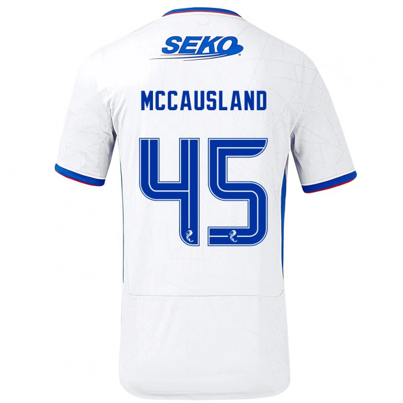 Danxen Män Ross Mccausland #45 Vit Blå Bortatröja Matchtröjor 2024/25 Tröjor T-Tröja