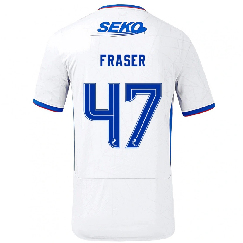 Danxen Män Robbie Fraser #47 Vit Blå Bortatröja Matchtröjor 2024/25 Tröjor T-Tröja