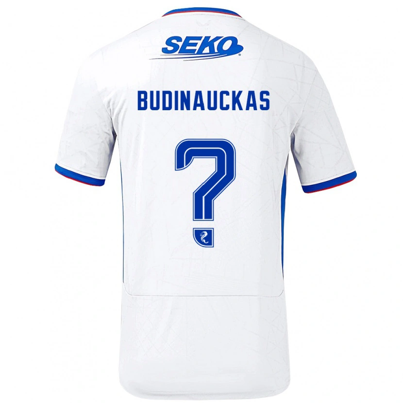Danxen Män Lewis Budinauckas #0 Vit Blå Bortatröja Matchtröjor 2024/25 Tröjor T-Tröja
