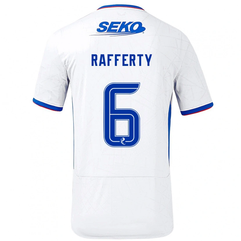 Danxen Män Laura Rafferty #6 Vit Blå Bortatröja Matchtröjor 2024/25 Tröjor T-Tröja