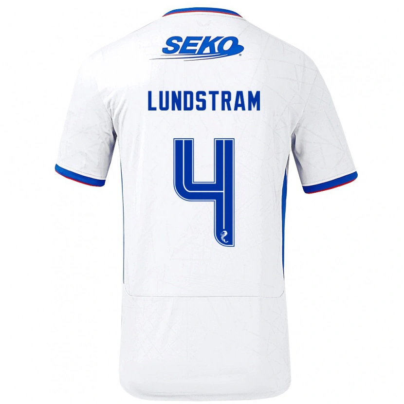 Danxen Män John Lundstram #4 Vit Blå Bortatröja Matchtröjor 2024/25 Tröjor T-Tröja