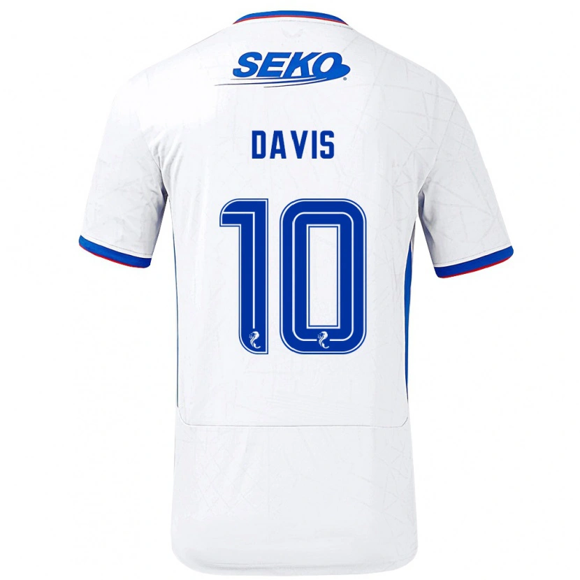 Danxen Män Steven Davis #10 Vit Blå Bortatröja Matchtröjor 2024/25 Tröjor T-Tröja