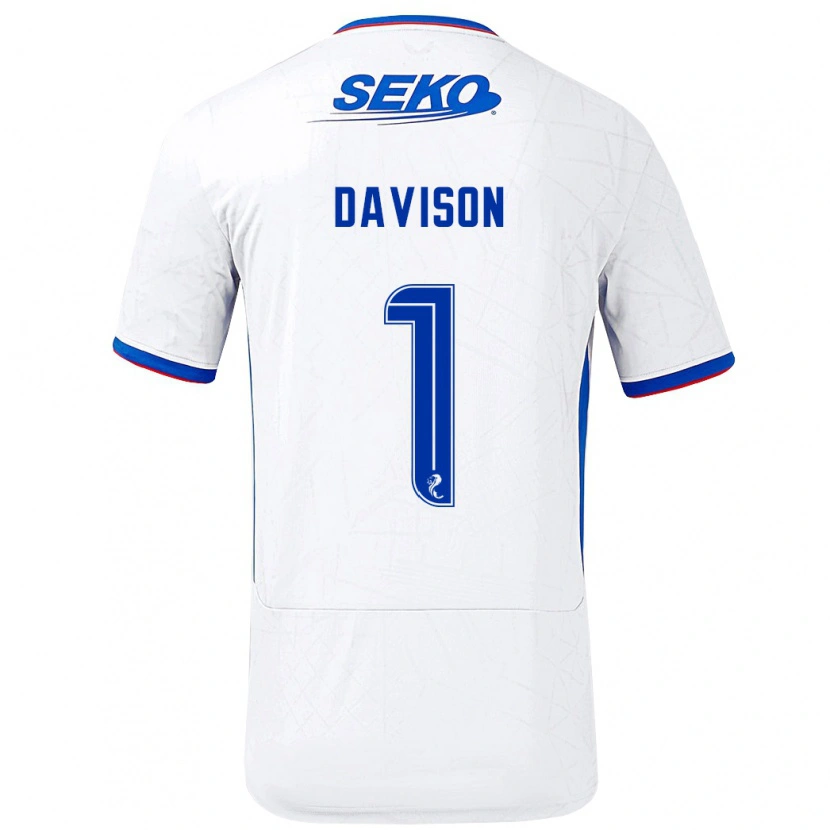 Danxen Män Hannah Davison #1 Vit Blå Bortatröja Matchtröjor 2024/25 Tröjor T-Tröja