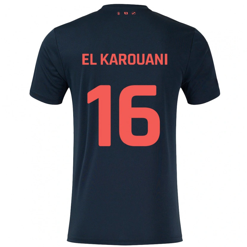 Danxen Män Souffian El Karouani #16 Svart Röd Bortatröja Matchtröjor 2024/25 Tröjor T-Tröja