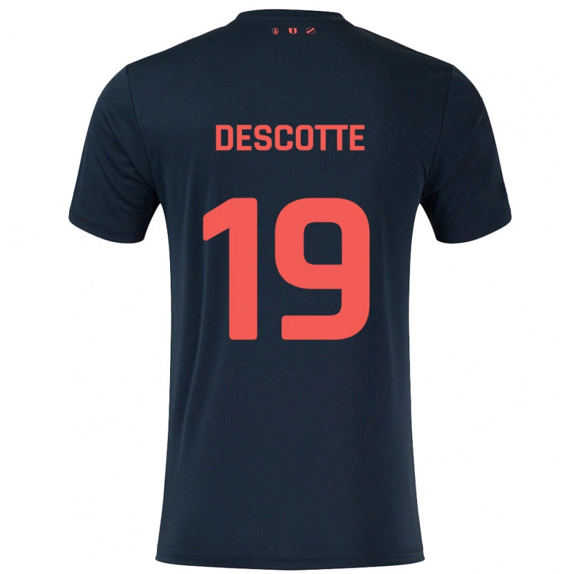 Danxen Män Anthony Descotte #19 Svart Röd Bortatröja Matchtröjor 2024/25 Tröjor T-Tröja