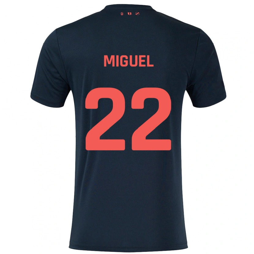 Danxen Män Miguel Rodríguez #22 Svart Röd Bortatröja Matchtröjor 2024/25 Tröjor T-Tröja