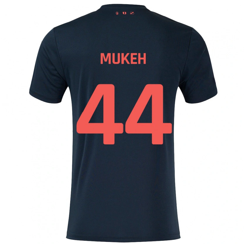 Danxen Män Joshua Mukeh #44 Svart Röd Bortatröja Matchtröjor 2024/25 Tröjor T-Tröja