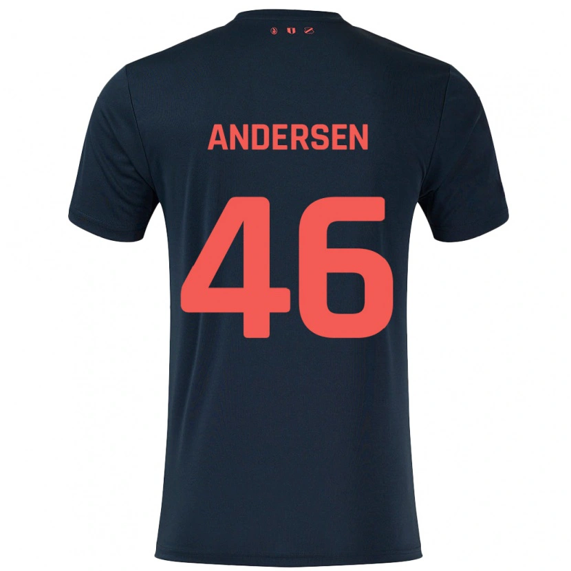 Danxen Män Silas Andersen #46 Svart Röd Bortatröja Matchtröjor 2024/25 Tröjor T-Tröja