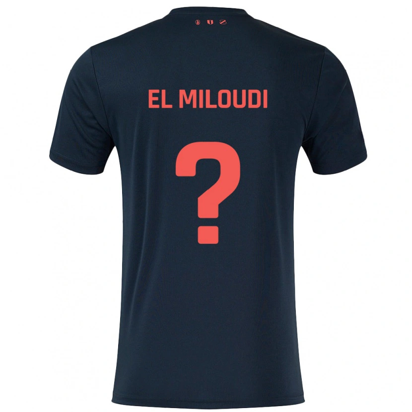 Danxen Män Rayan El Miloudi #0 Svart Röd Bortatröja Matchtröjor 2024/25 Tröjor T-Tröja