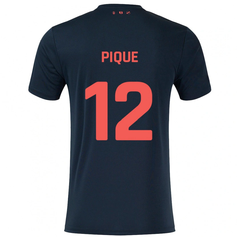 Danxen Män Naomi Piqué #12 Svart Röd Bortatröja Matchtröjor 2024/25 Tröjor T-Tröja