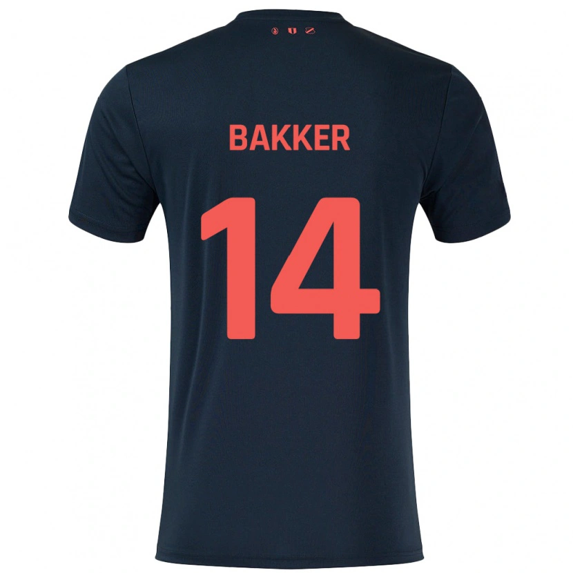 Danxen Män Eshly Bakker #14 Svart Röd Bortatröja Matchtröjor 2024/25 Tröjor T-Tröja