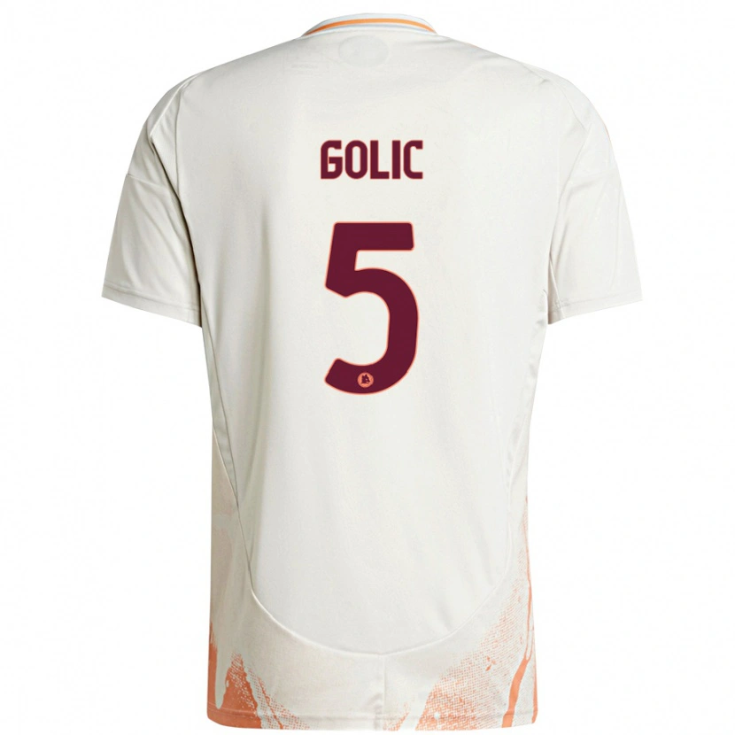 Danxen Män Lovro Golic #5 Grädde Vit Orange Bortatröja Matchtröjor 2024/25 Tröjor T-Tröja