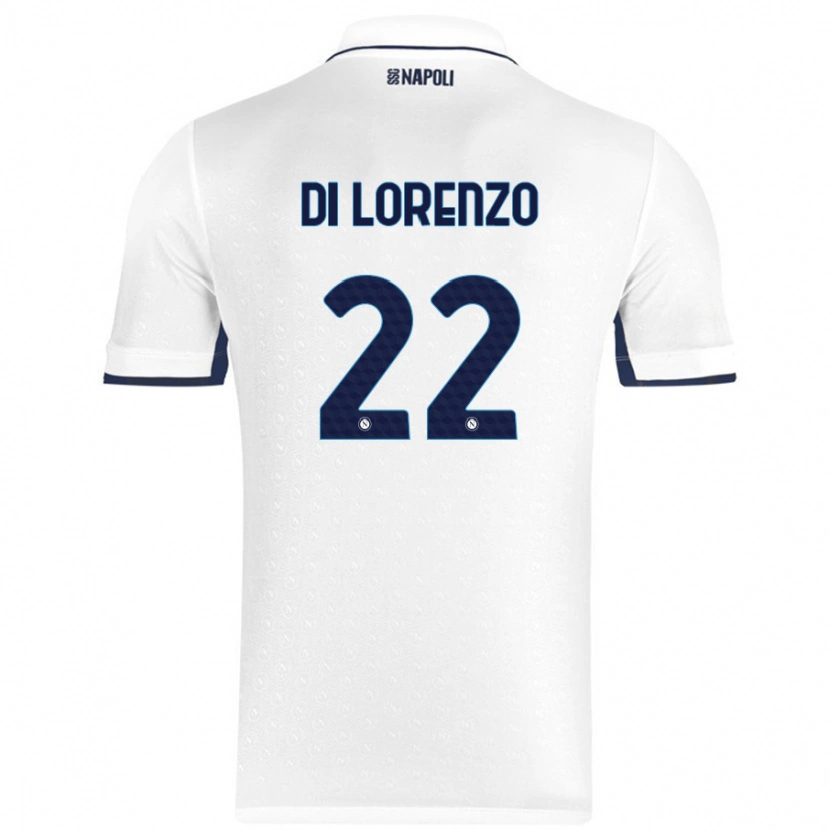 Danxen Män Giovanni Di Lorenzo #22 Vit Kungsblå Bortatröja Matchtröjor 2024/25 Tröjor T-Tröja