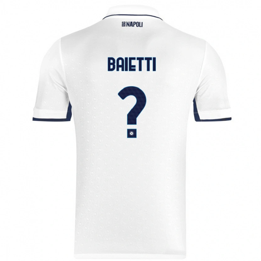 Danxen Män Francesco Baietti #0 Vit Kungsblå Bortatröja Matchtröjor 2024/25 Tröjor T-Tröja