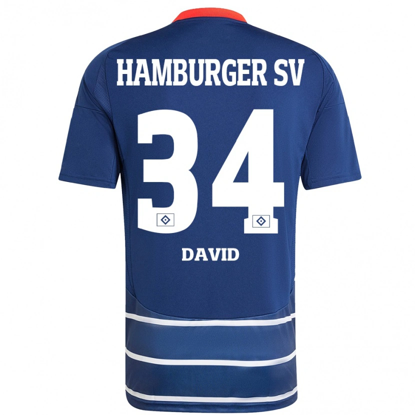 Danxen Män Jonas David #34 Mörkblå Bortatröja Matchtröjor 2024/25 Tröjor T-Tröja