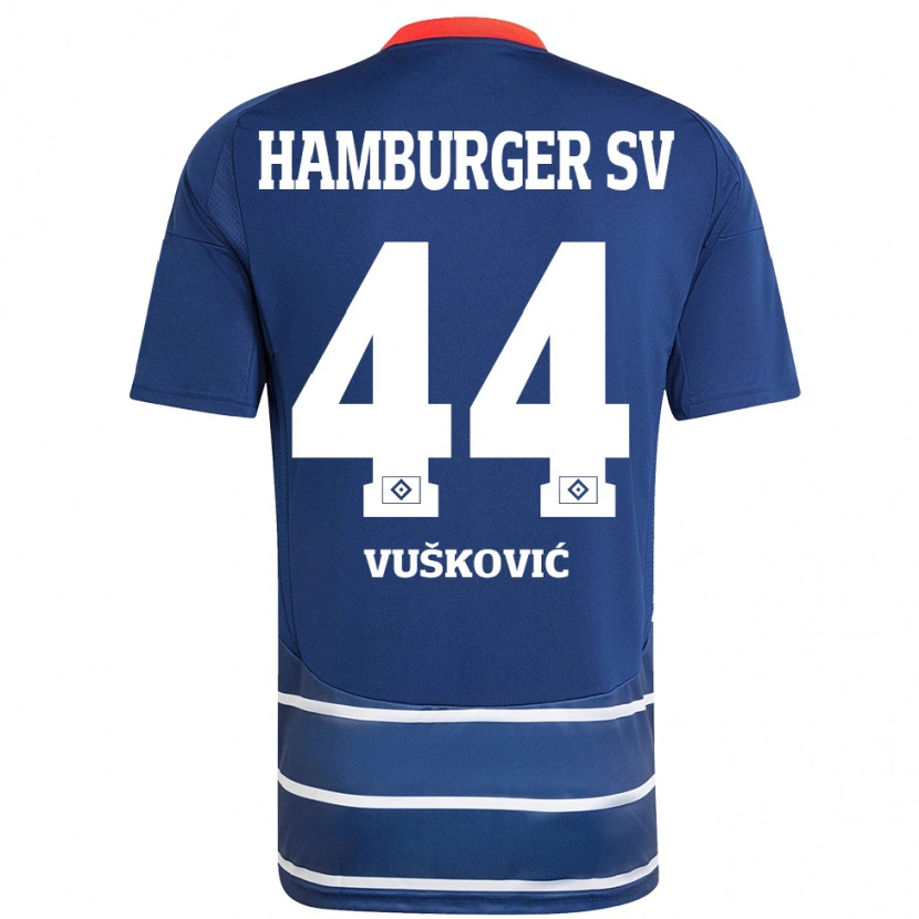 Danxen Män Mario Vuskovic #44 Mörkblå Bortatröja Matchtröjor 2024/25 Tröjor T-Tröja