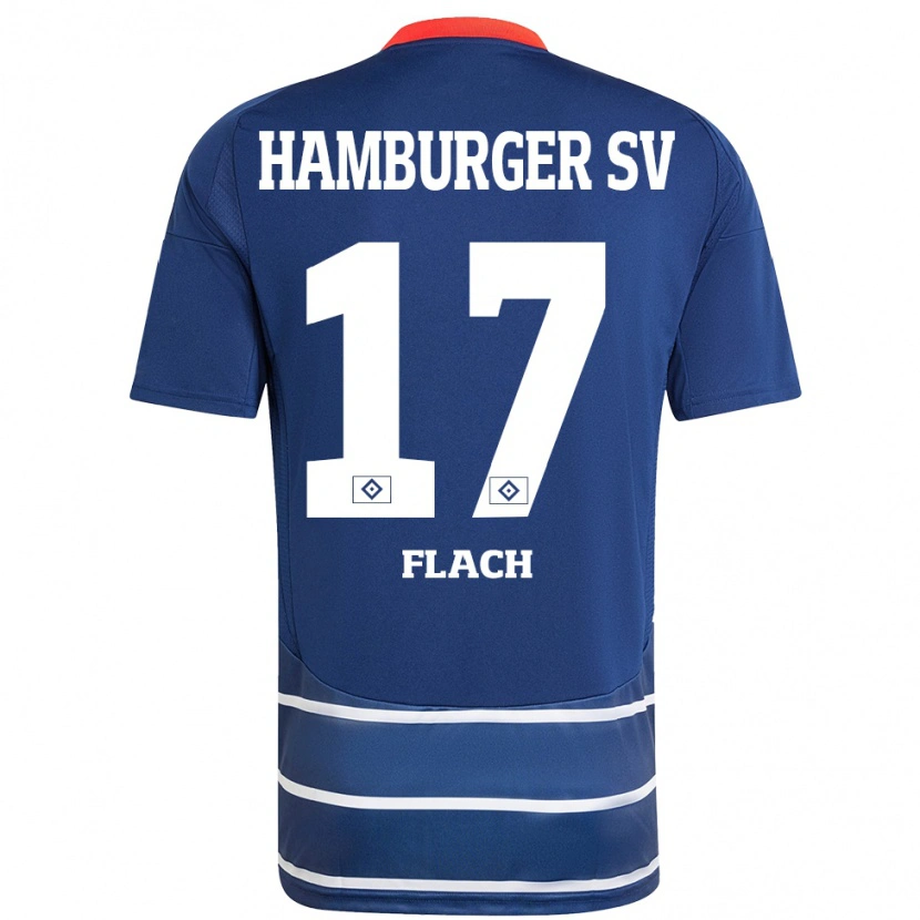 Danxen Män Timon Flach #17 Mörkblå Bortatröja Matchtröjor 2024/25 Tröjor T-Tröja