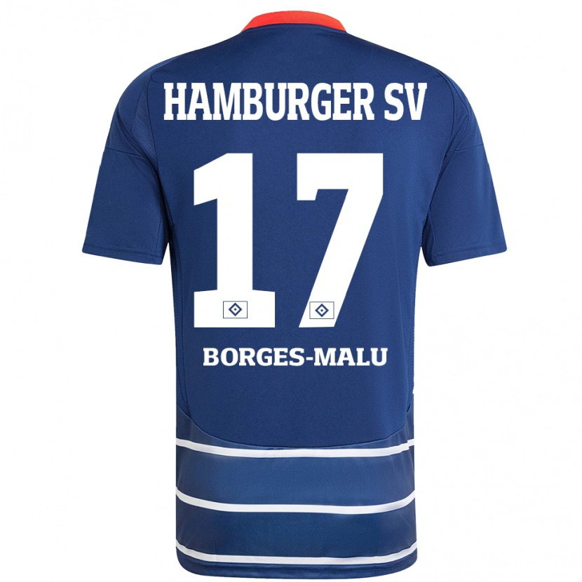 Danxen Män Louis Borges-Malu #17 Mörkblå Bortatröja Matchtröjor 2024/25 Tröjor T-Tröja