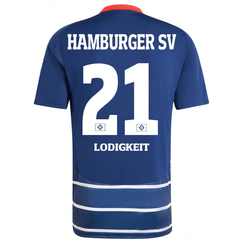 Danxen Män Luis Lodigkeit #21 Mörkblå Bortatröja Matchtröjor 2024/25 Tröjor T-Tröja
