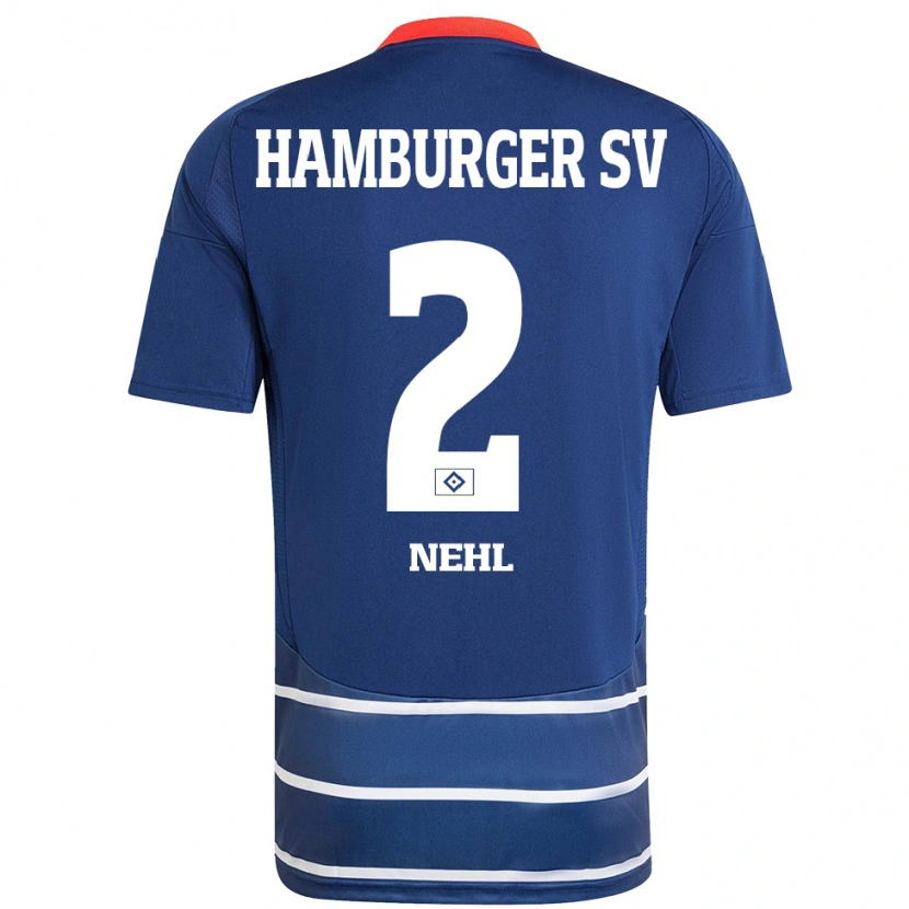 Danxen Män Julius Nehl #2 Mörkblå Bortatröja Matchtröjor 2024/25 Tröjor T-Tröja