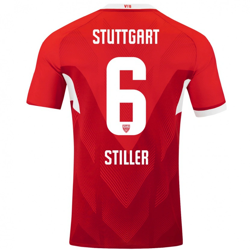 Danxen Män Angelo Stiller #6 Röd Vit Bortatröja Matchtröjor 2024/25 Tröjor T-Tröja