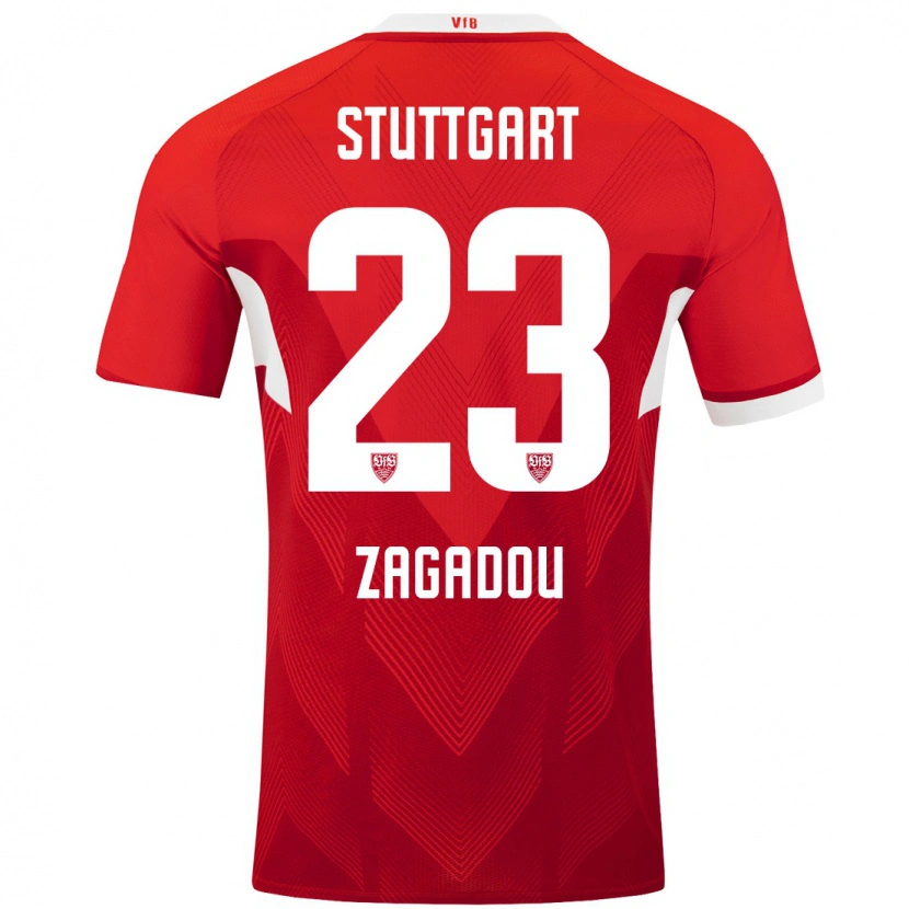 Danxen Män Dan-Axel Zagadou #23 Röd Vit Bortatröja Matchtröjor 2024/25 Tröjor T-Tröja