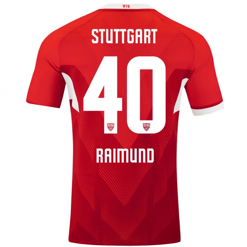 Danxen Män Luca Raimund #40 Röd Vit Bortatröja Matchtröjor 2024/25 Tröjor T-Tröja