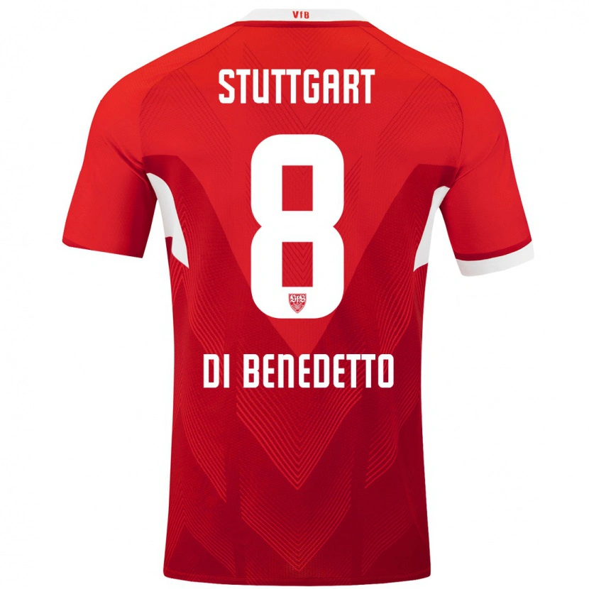 Danxen Män Samuele Di Benedetto #8 Röd Vit Bortatröja Matchtröjor 2024/25 Tröjor T-Tröja