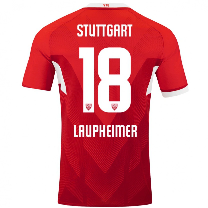Danxen Män Lukas Laupheimer #18 Röd Vit Bortatröja Matchtröjor 2024/25 Tröjor T-Tröja