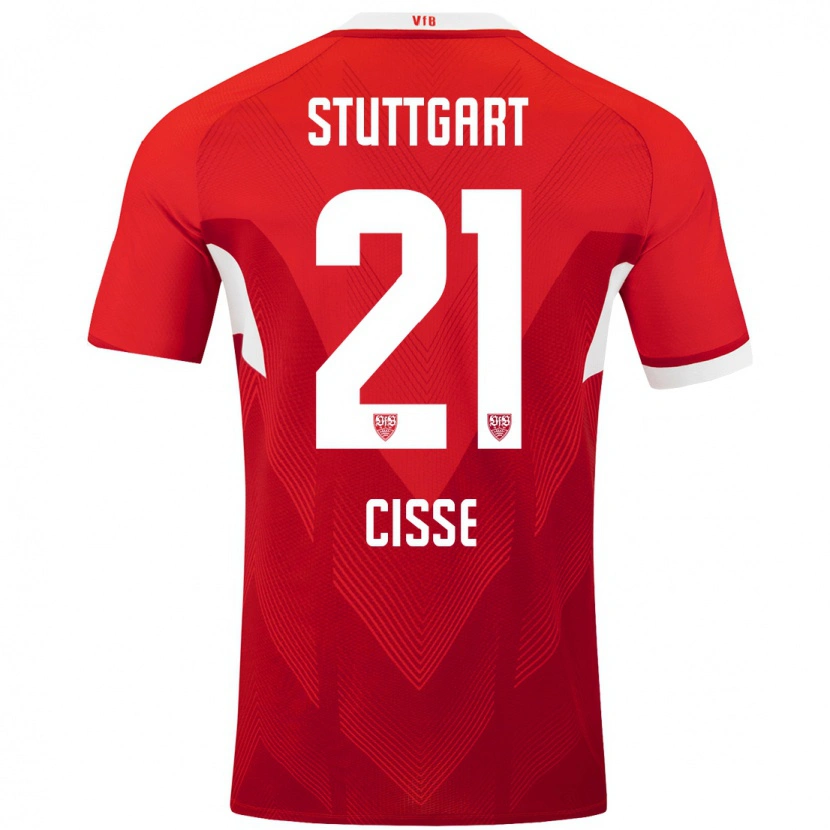 Danxen Män Moussa Cissé #21 Röd Vit Bortatröja Matchtröjor 2024/25 Tröjor T-Tröja