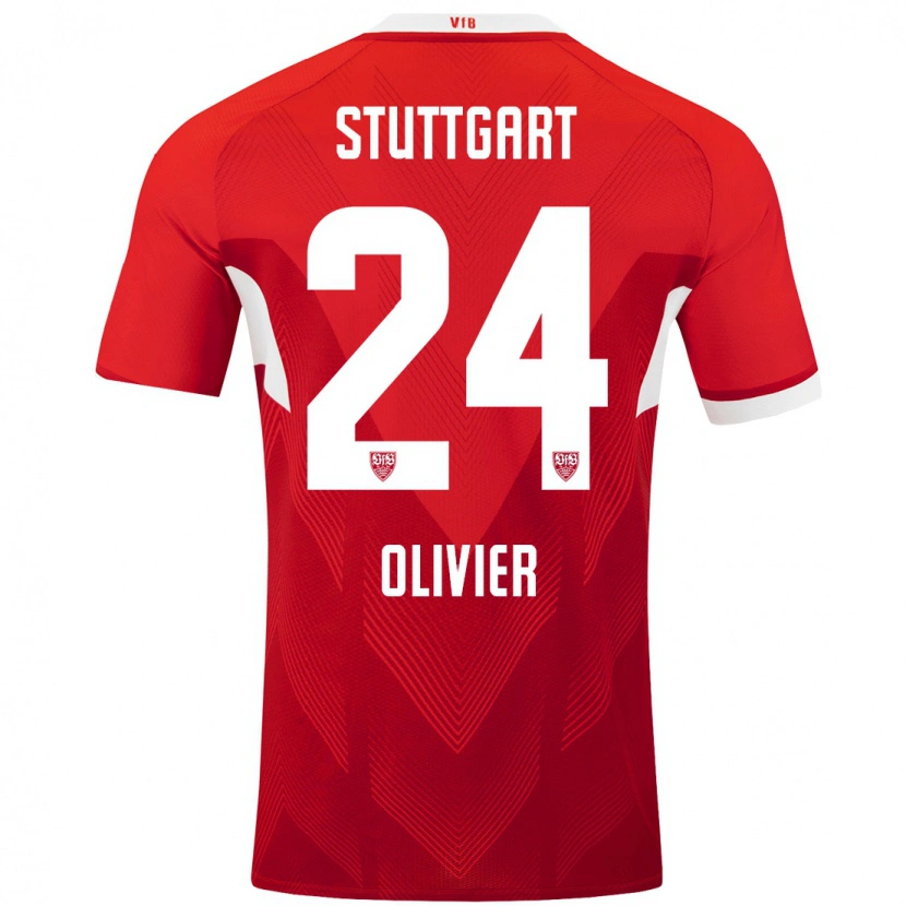 Danxen Män Christopher Olivier #24 Röd Vit Bortatröja Matchtröjor 2024/25 Tröjor T-Tröja