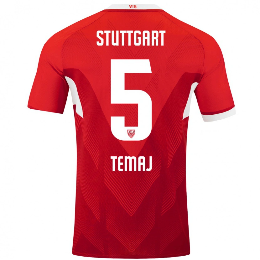 Danxen Män Laureta Temaj #5 Röd Vit Bortatröja Matchtröjor 2024/25 Tröjor T-Tröja