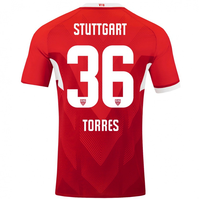Danxen Män Yohann Torres #36 Röd Vit Bortatröja Matchtröjor 2024/25 Tröjor T-Tröja