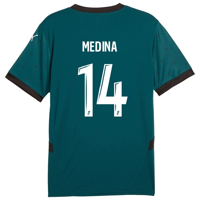 Danxen Män Facundo Medina #14 Mörkgrön Bortatröja Matchtröjor 2024/25 Tröjor T-Tröja