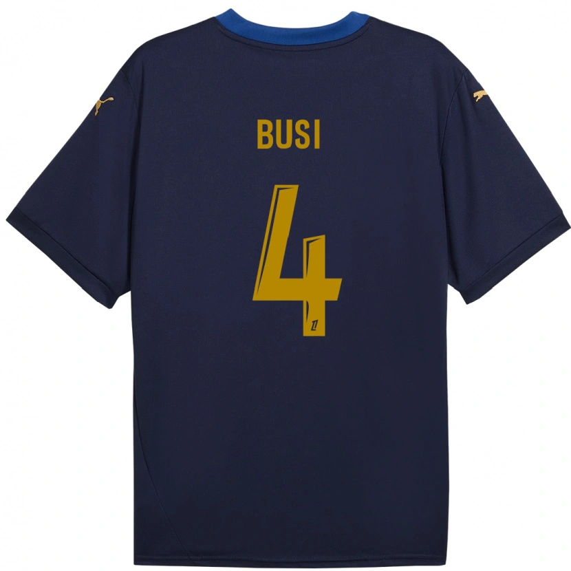 Danxen Män Maxime Busi #4 Marinblå Guld Bortatröja Matchtröjor 2024/25 Tröjor T-Tröja
