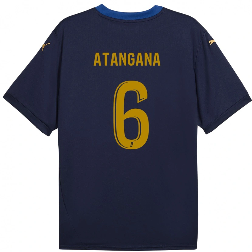 Danxen Män Valentin Atangana #6 Marinblå Guld Bortatröja Matchtröjor 2024/25 Tröjor T-Tröja