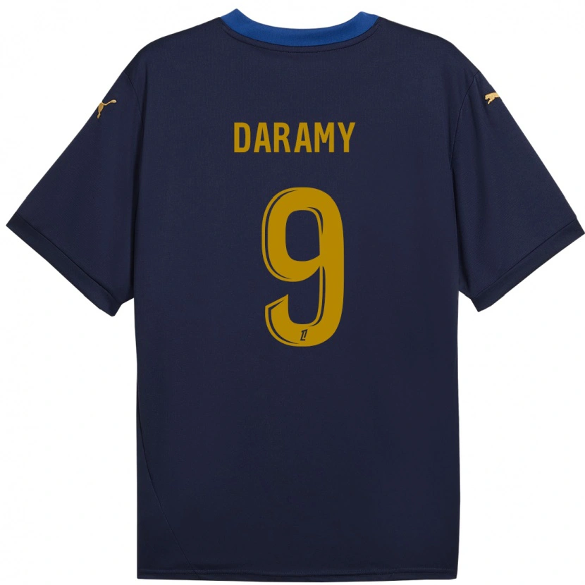 Danxen Män Mohamed Daramy #9 Marinblå Guld Bortatröja Matchtröjor 2024/25 Tröjor T-Tröja