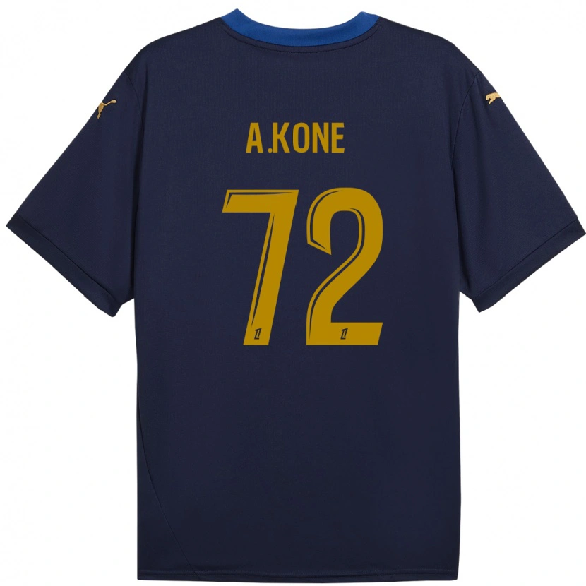Danxen Män Amadou Koné #72 Marinblå Guld Bortatröja Matchtröjor 2024/25 Tröjor T-Tröja