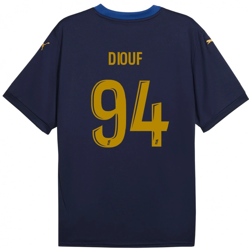 Danxen Män Yehvann Diouf #94 Marinblå Guld Bortatröja Matchtröjor 2024/25 Tröjor T-Tröja