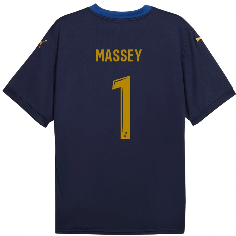 Danxen Män Kayza Massey #1 Marinblå Guld Bortatröja Matchtröjor 2024/25 Tröjor T-Tröja