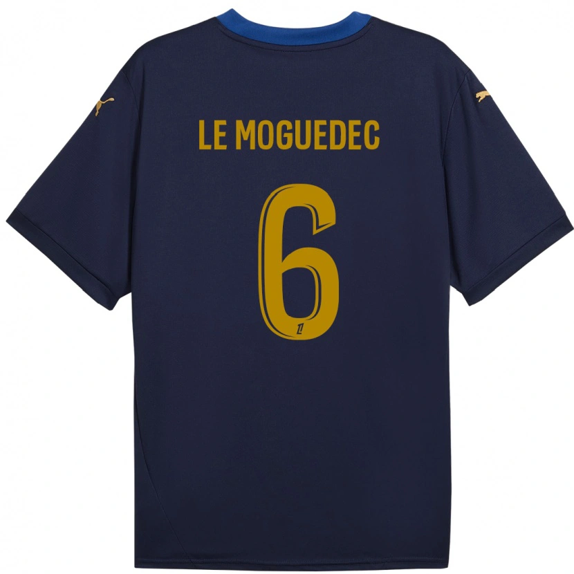 Danxen Män Anaële Le Moguédec #6 Marinblå Guld Bortatröja Matchtröjor 2024/25 Tröjor T-Tröja