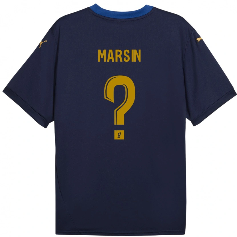 Danxen Män Antonin Marsin #0 Marinblå Guld Bortatröja Matchtröjor 2024/25 Tröjor T-Tröja